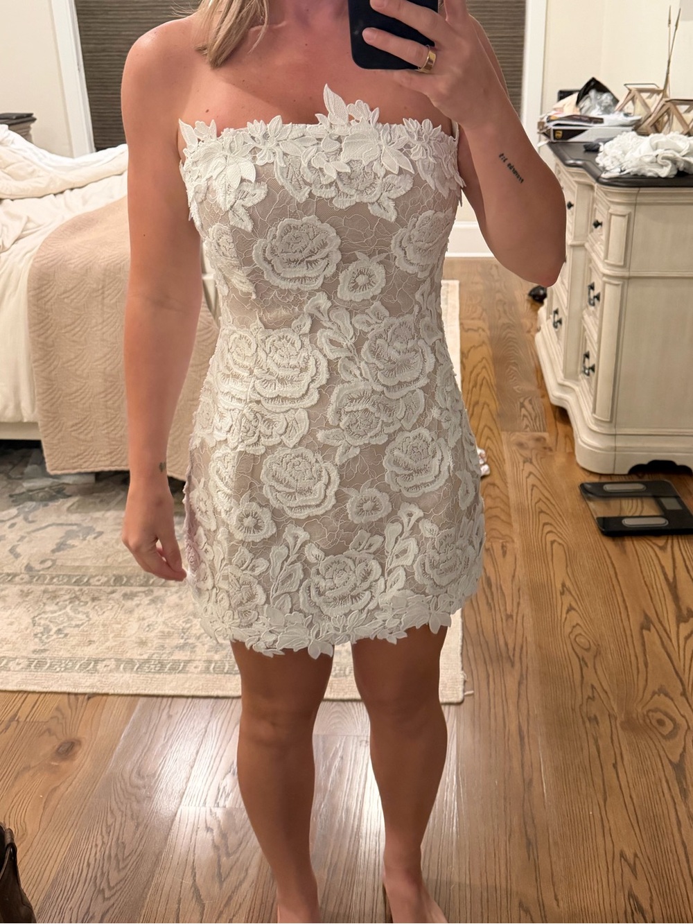 Lovers + Friends Cream Strapless Lace Mini Dress - Picture 4 of 4